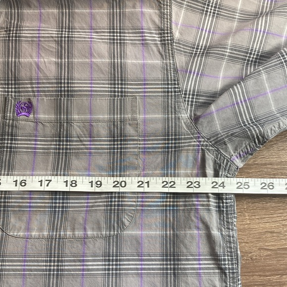 Mens EUC Cinch Gray & Purple Western Button Down Medium Shirt - Picture 4 of 8